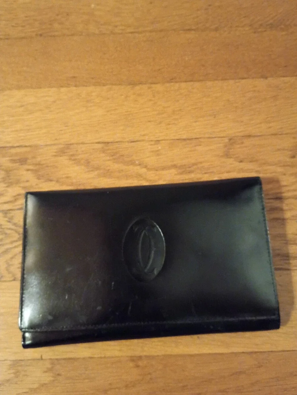 vintage black Cartier Paris bifold leather wallet cardholder